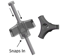 RT5 3-Prong Snap Lock Knob Illustration